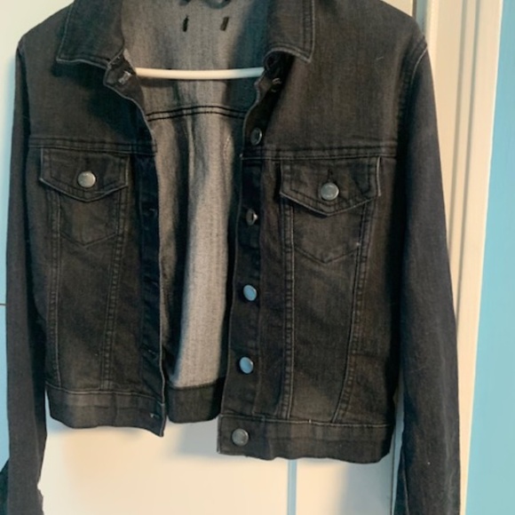 Black denim embellished jean jacket - Picture 3 of 3